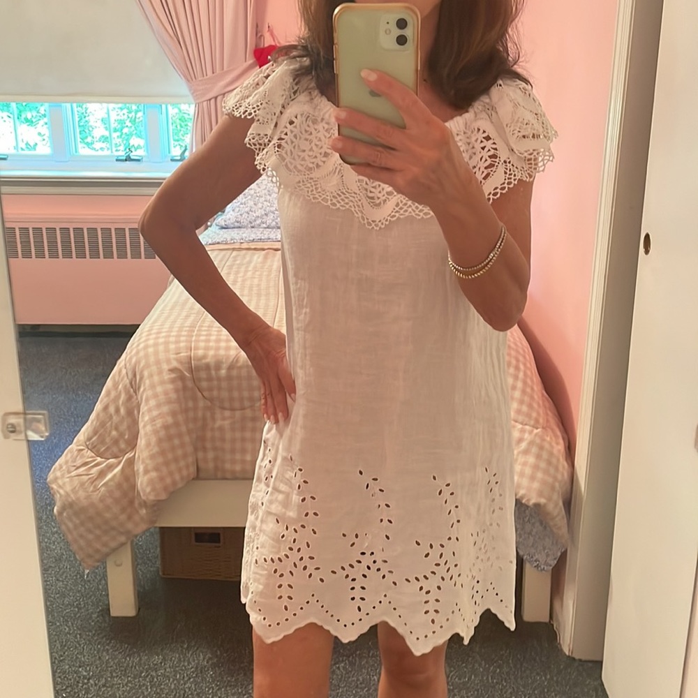 Handmade linen & lace dress from Italy - Picture 3 of 14